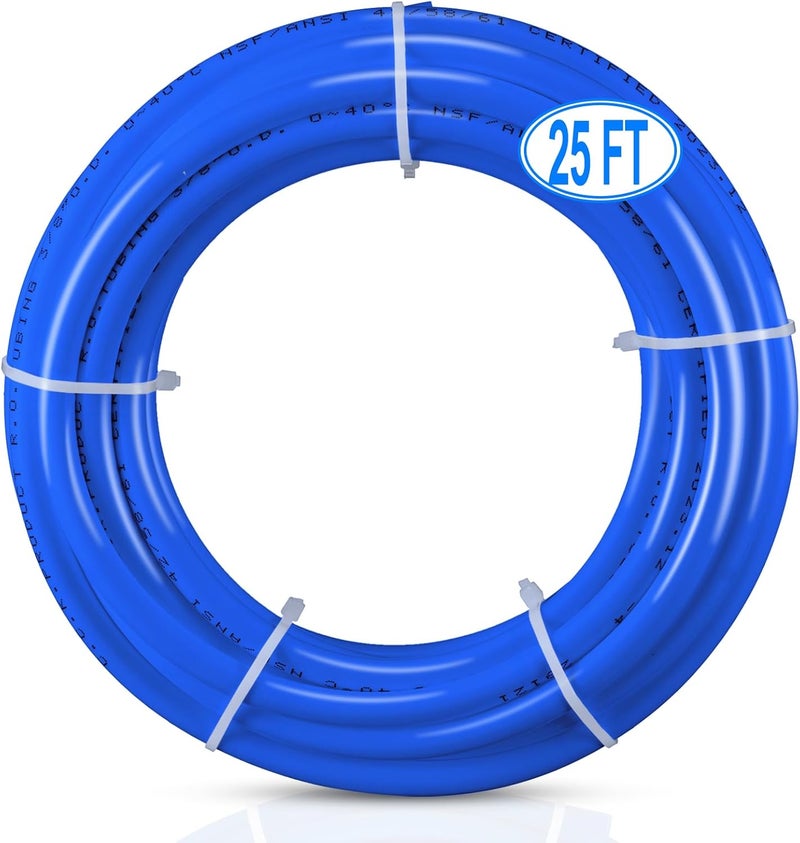 HAO CHEN 25FT 3/8 Inch O.D.RO Water Tubing,NSF Certified Water Line for RO(Reverse Osmosis) Water Purifier Filter System,BPA free Flexible Tubing(blue) - Image 1